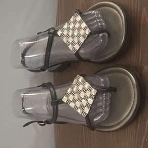 Women's Great Northwest jeweled black sandal shoes sz 8